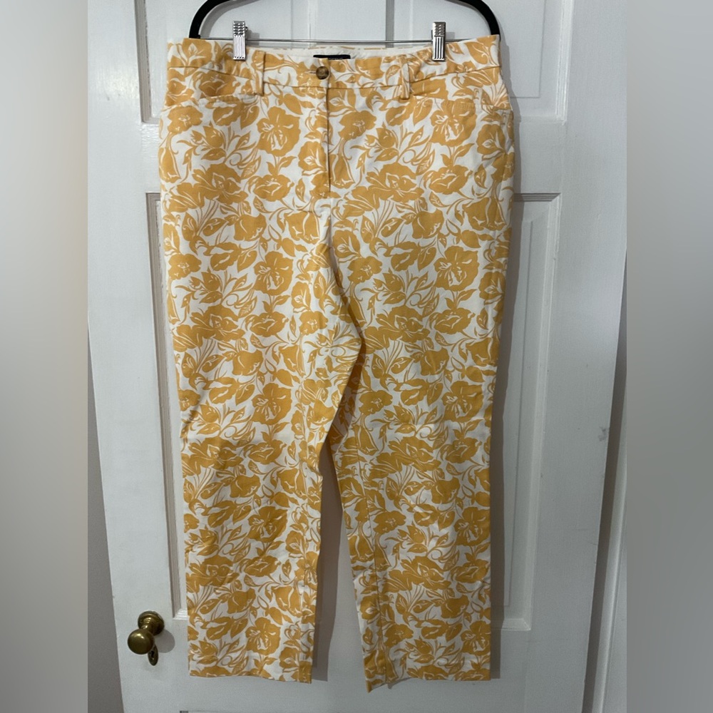 Lands End Cotton Floral Cropped Pants